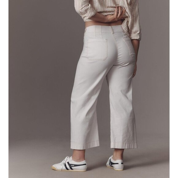 Maeve Pants - The Colette Cropped Wide-Leg Pants by Maeve: Contrast-Stitch 26W PLUS SIZE
